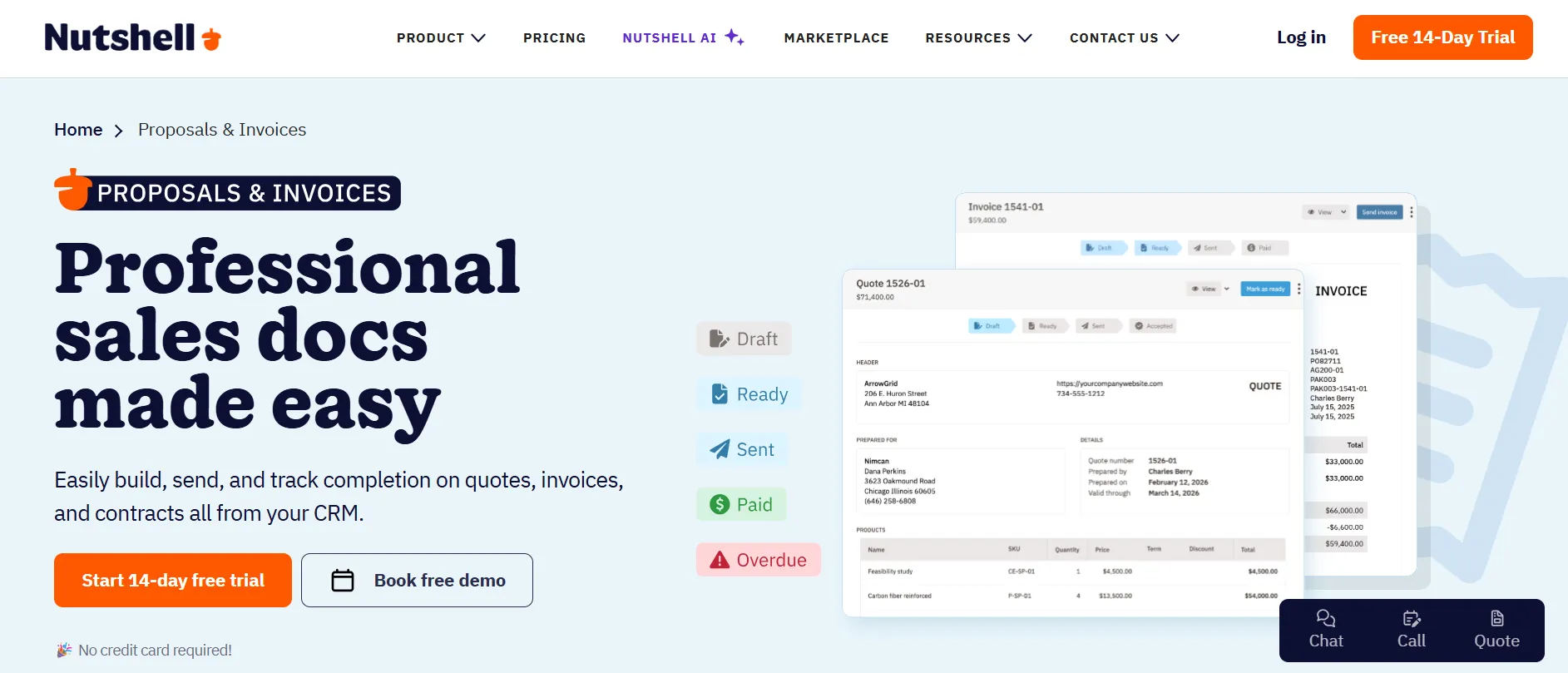 Nutshell Proposals and Invoices